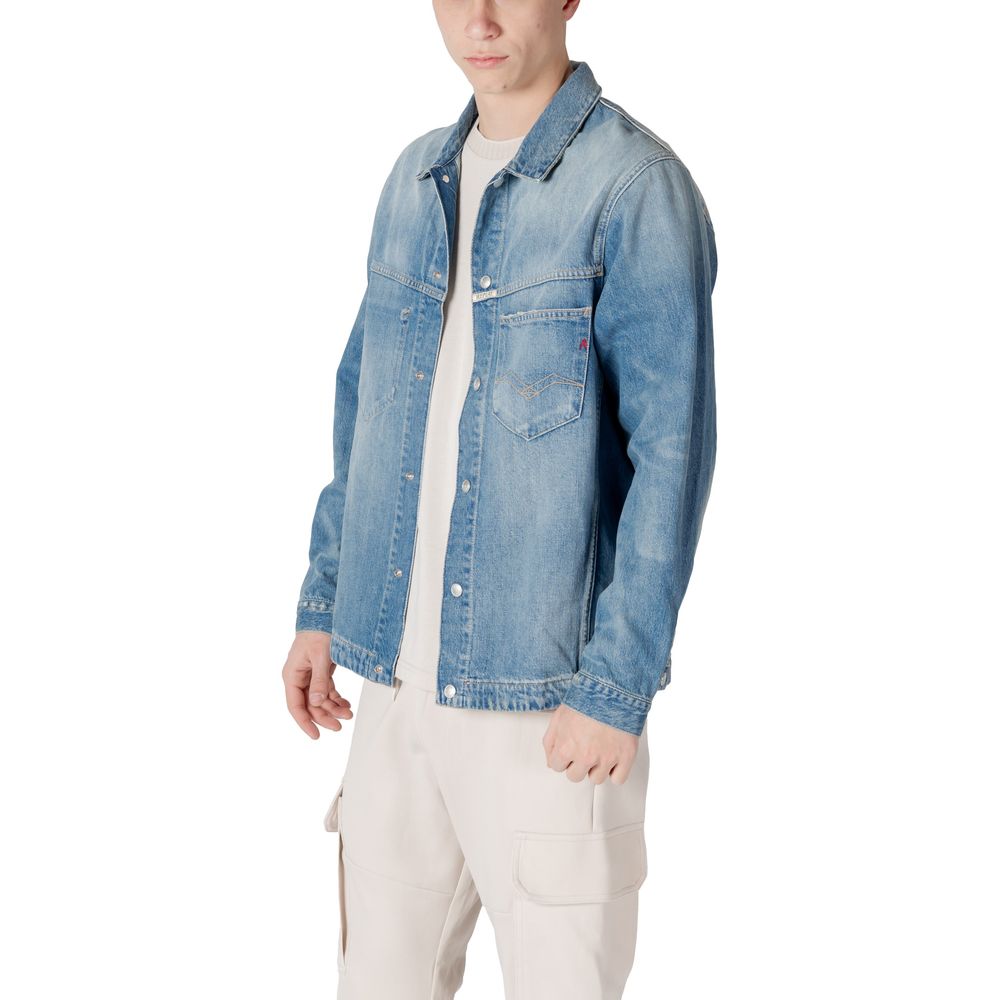 Replay Light Blue Cotton Denim Jacket Replay