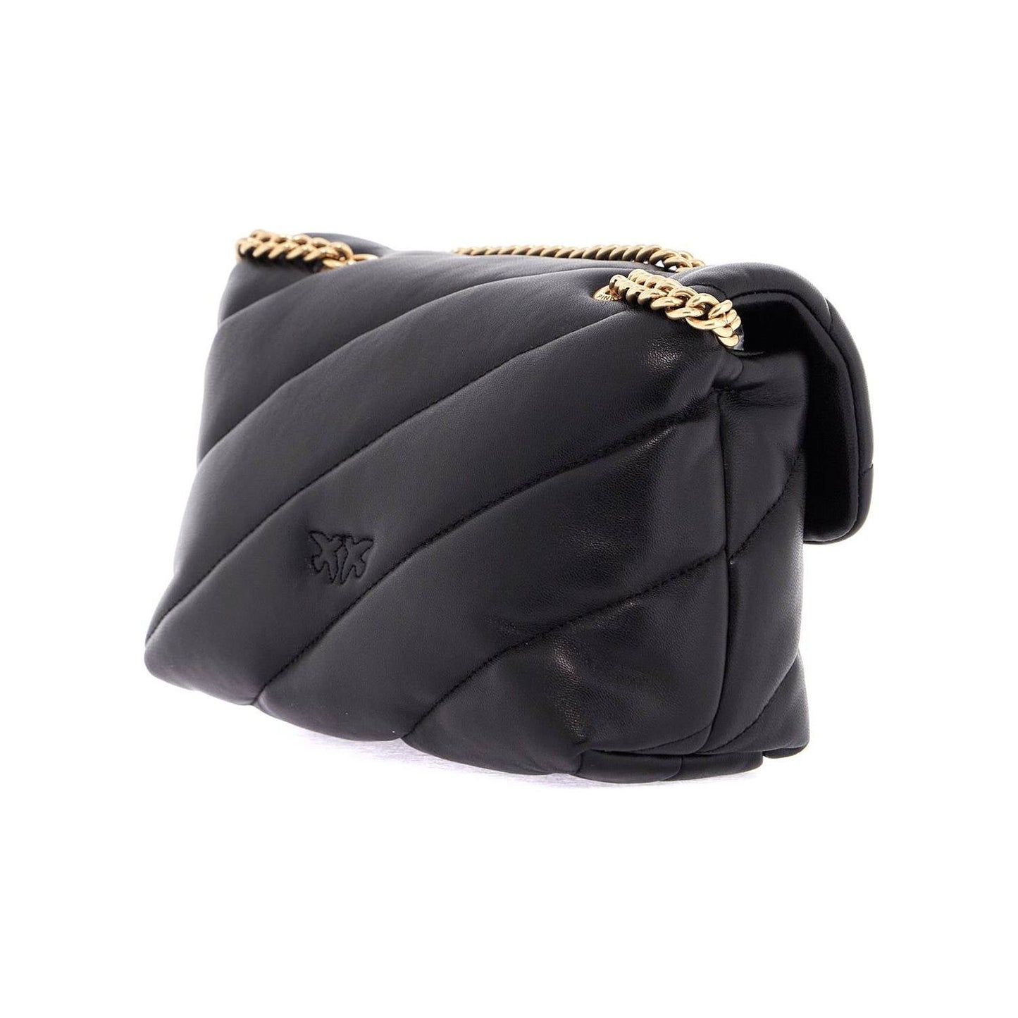 Pinko mini black quilted bag with golden chain love puff Shopper Pinko