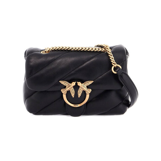 Pinko mini black quilted bag with golden chain love puff