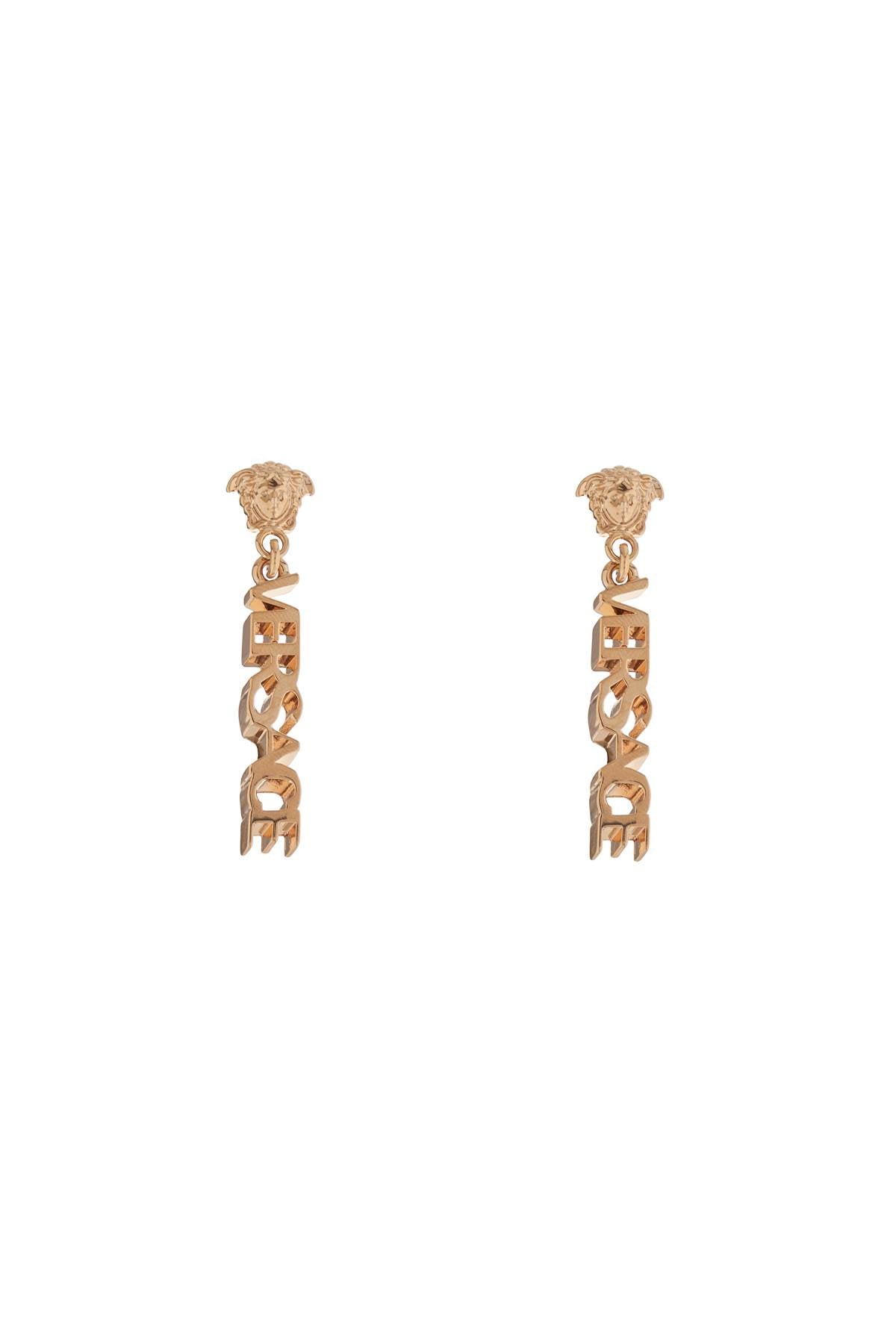 Versace gold metal lion head earrings with three-dimensional effect Jewellery Versace