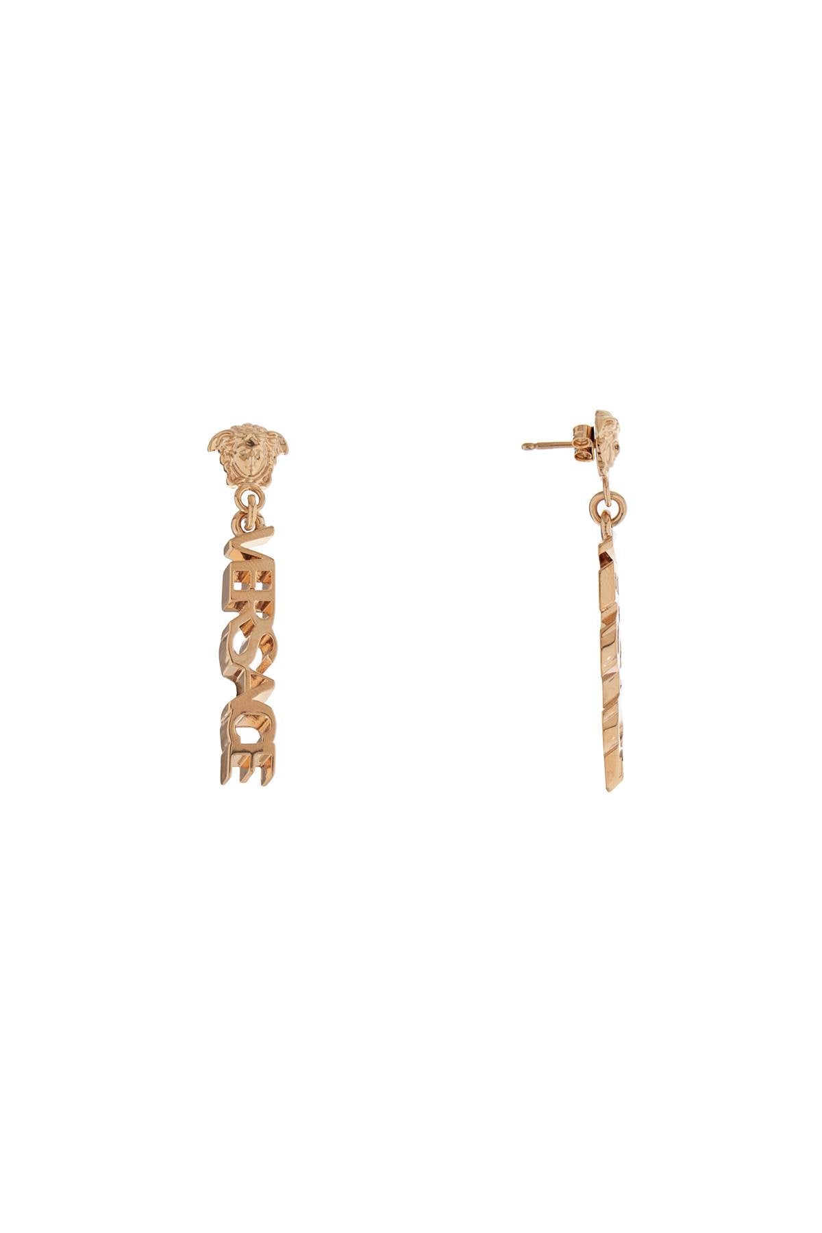 Versace gold metal lion head earrings with three-dimensional effect Jewellery Versace