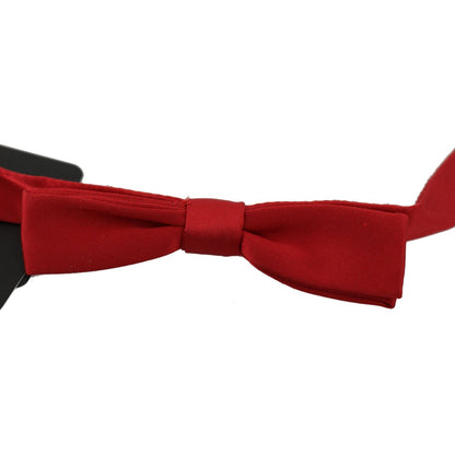 Dolce & Gabbana Red 100% Silk Slim Adjustable Neck Papillon Bow Tie
