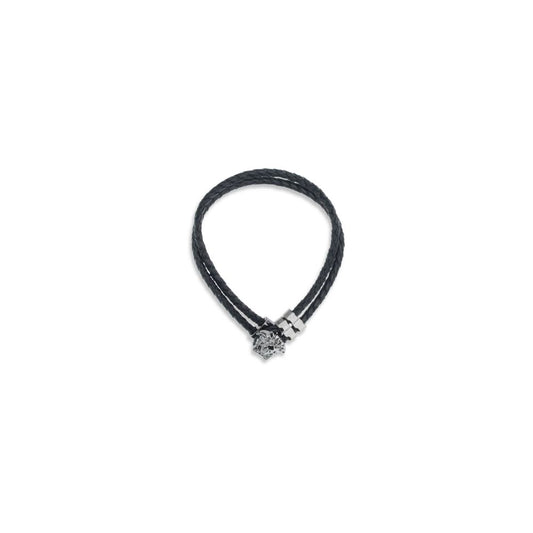 Versace Black Calf Leather Bos Taurus Bracelet