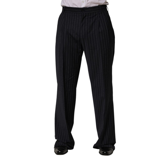 Dolce & Gabbana Black Stripe Straight Men Dress Trouser Pants