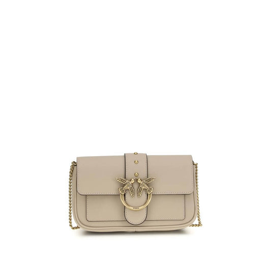 PINKO Beige Calf Leather Bos Taurus Shoulder Bag