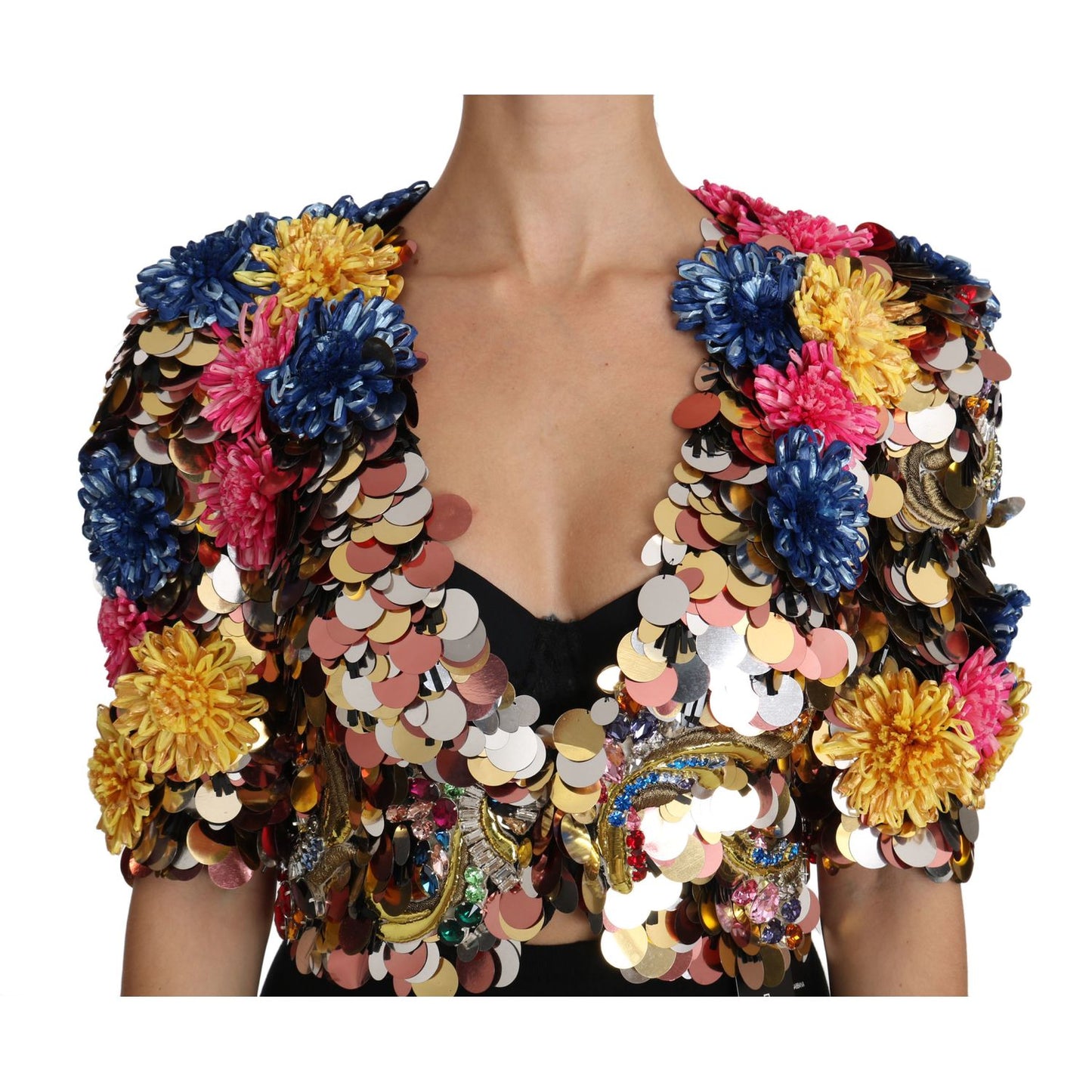 Dolce & Gabbana Crystal Sequined Floral Jacket Coat Dolce & Gabbana