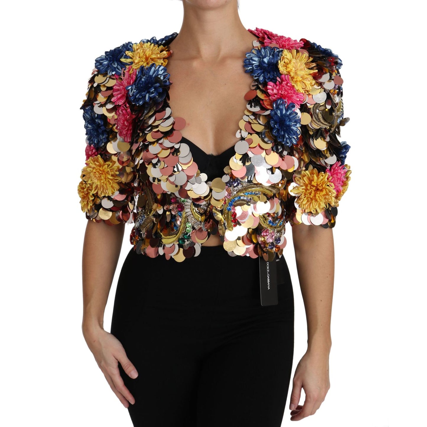 Dolce & Gabbana Crystal Sequined Floral Jacket Coat Dolce & Gabbana