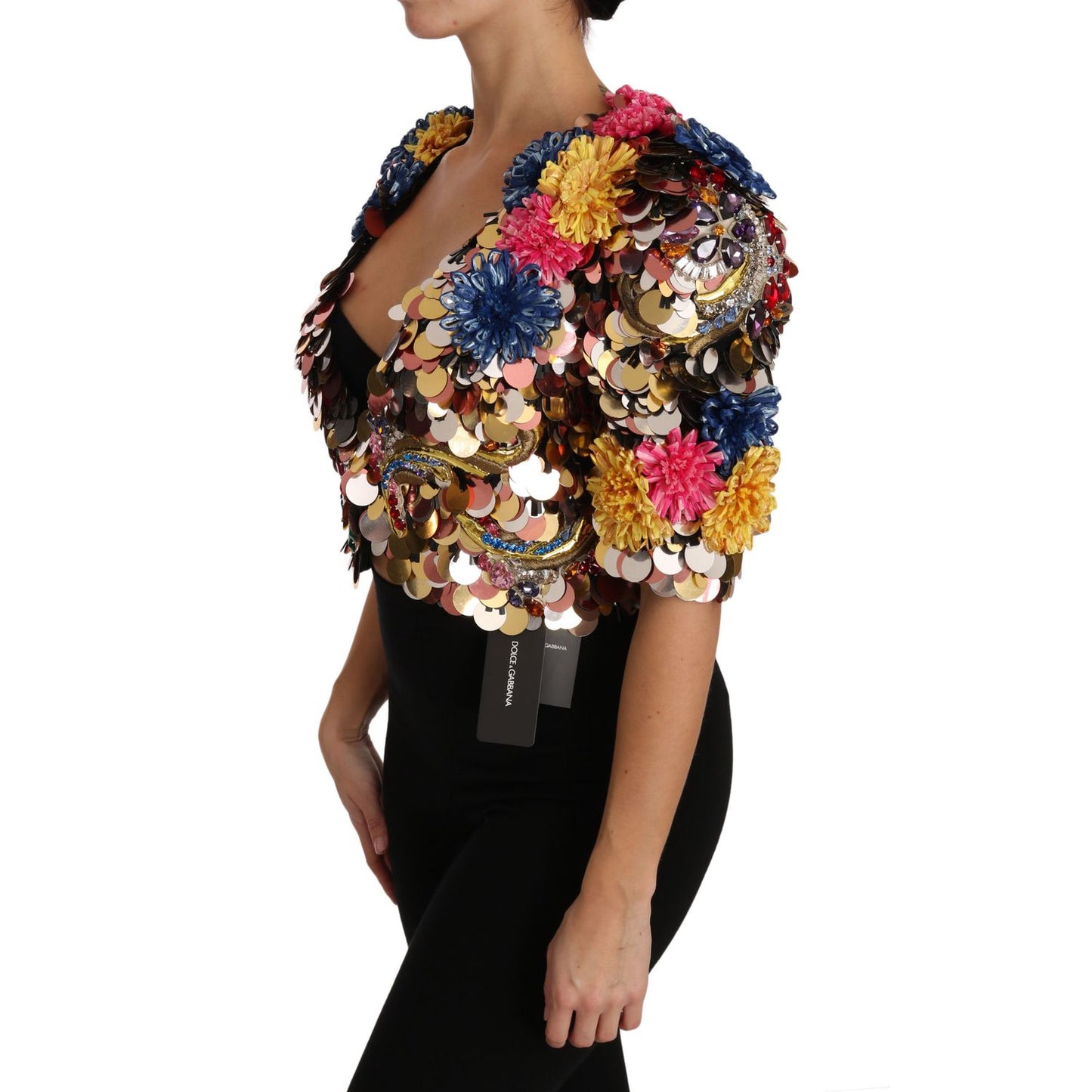 Dolce & Gabbana Crystal Sequined Floral Jacket Coat Dolce & Gabbana