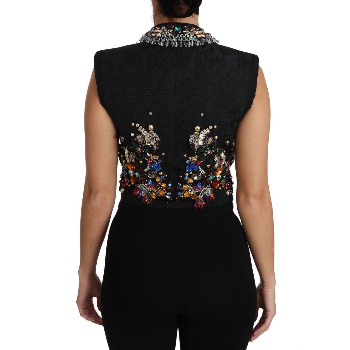 Dolce & Gabbana Black Crystal Sicily Vest Waistcoat Dolce & Gabbana