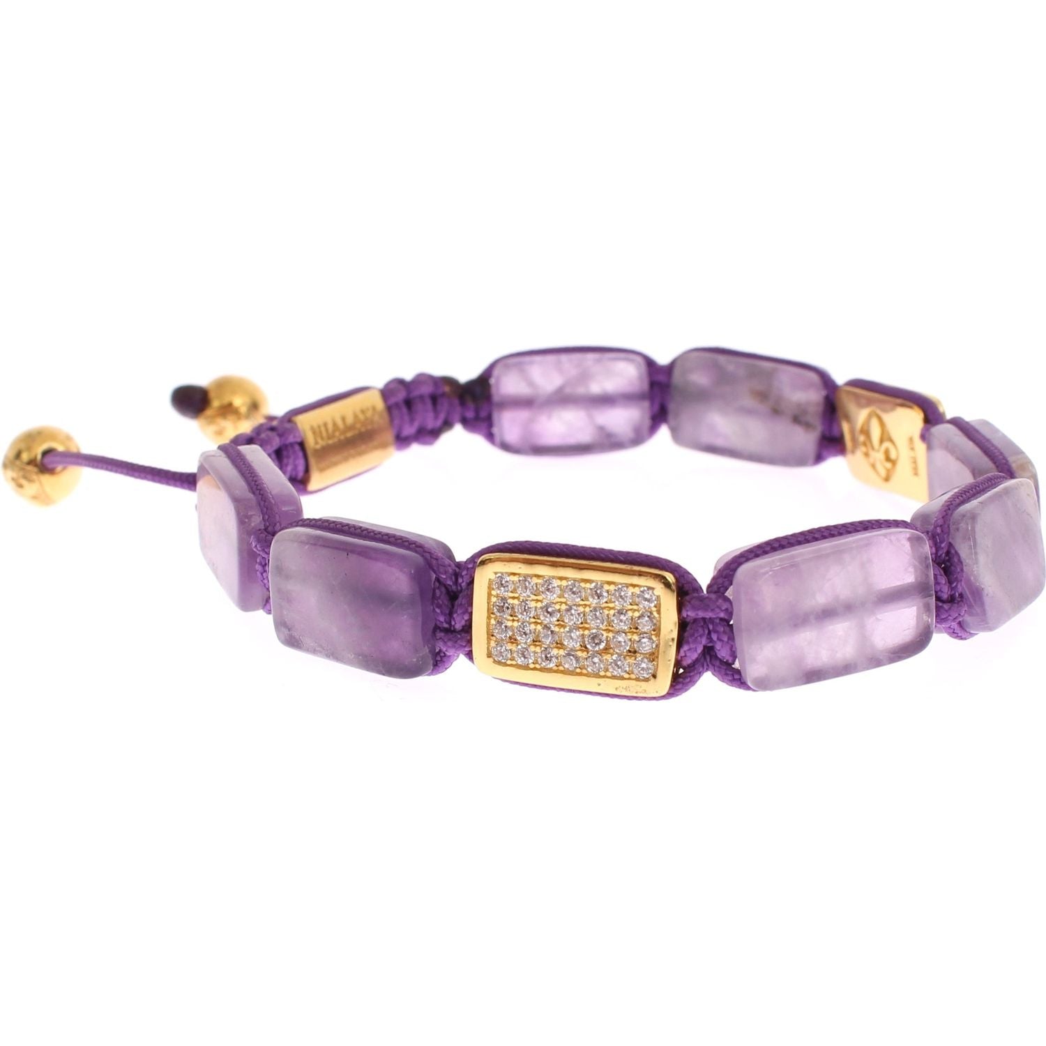 Nialaya CZ Amethyst 18K Gold 925 Bracelet