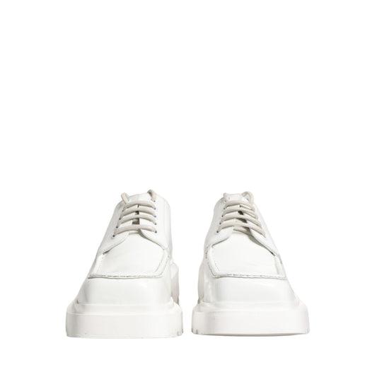 Dolce & Gabbana White Leather Chunky Sole Derby Shoes