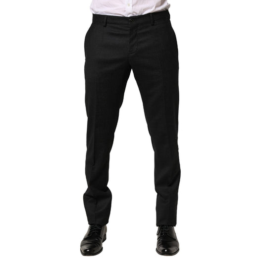 Dolce & Gabbana Black Wool Skinny Men Dress Trouser Pants