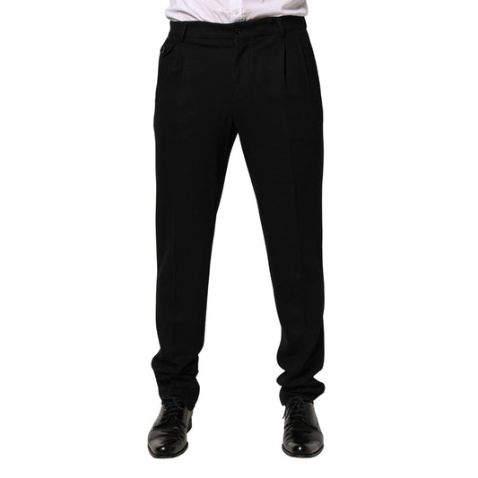 Dolce & Gabbana Black Wool Skinny Men Dress Trouser Pants