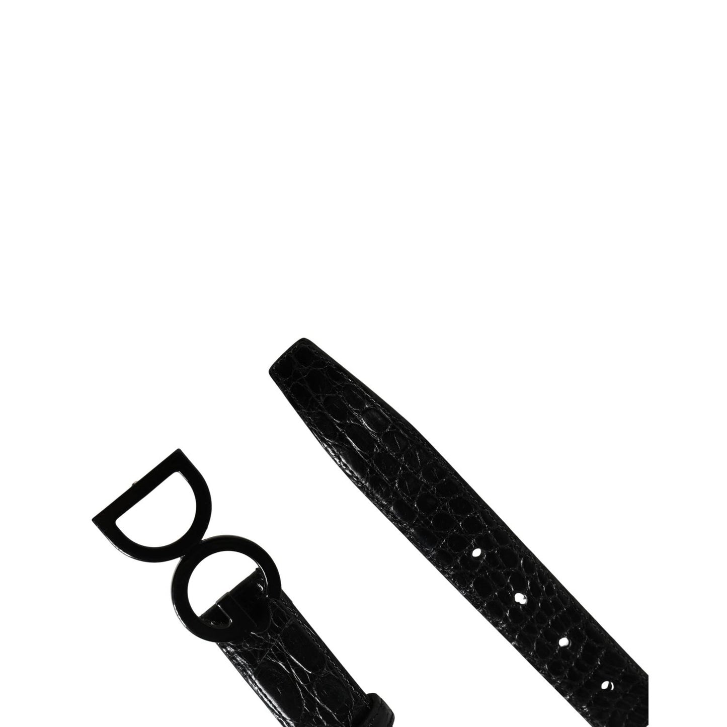 Dolce & Gabbana Men Black Exotic Leather Logo Buckle Belt