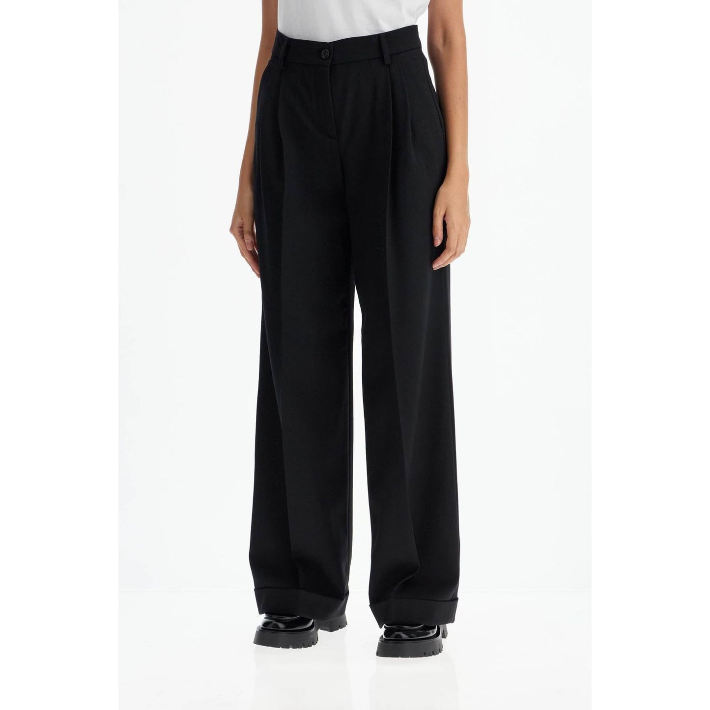 Pinko twill wide-leg trousers in pal Trousers Pinko