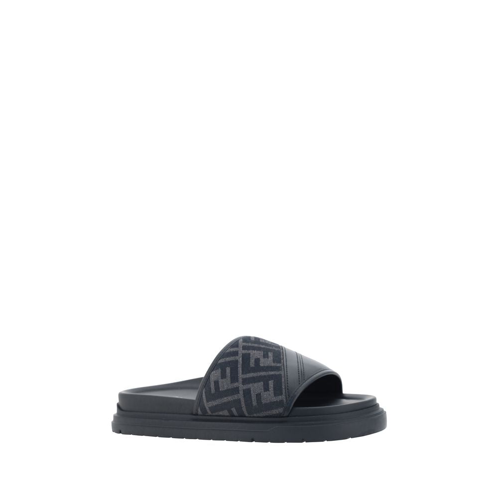 Fendi Gray The Slide Diagonal Sandals