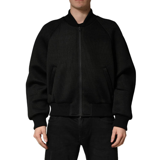 Dolce & Gabbana Men Black Nylon Full Zip Bomber Jacket