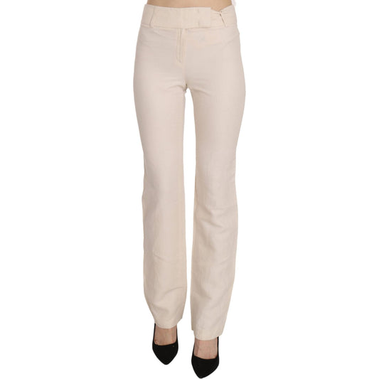 LAUREL White High Waist Silk Blend Flared Dress Trousers Pants