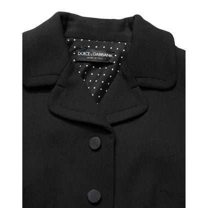 Dolce & Gabbana Black Collared Short Sleeves Cropped Blouse Top