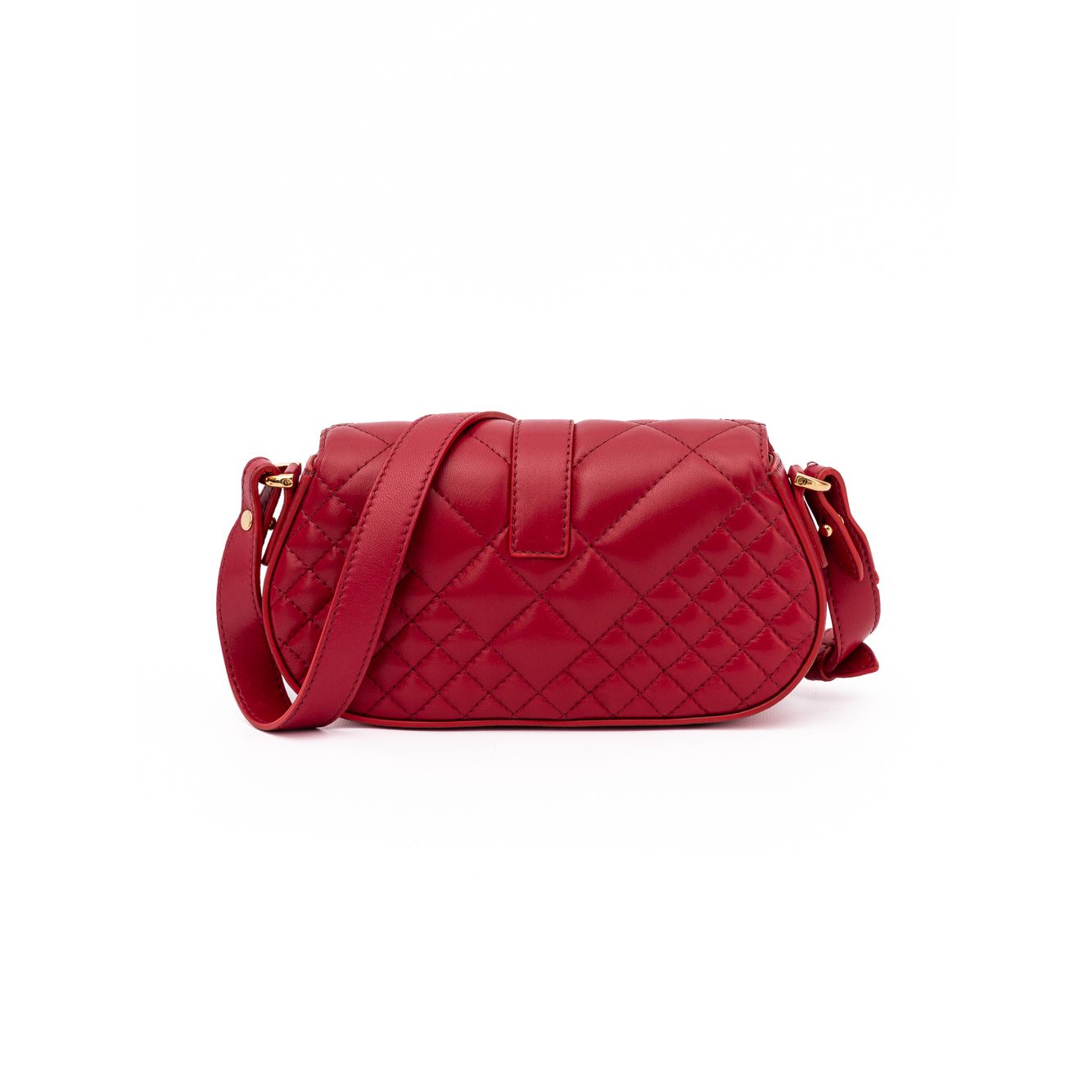 Versace Red Leather Quilted Shoulder Strap Bag