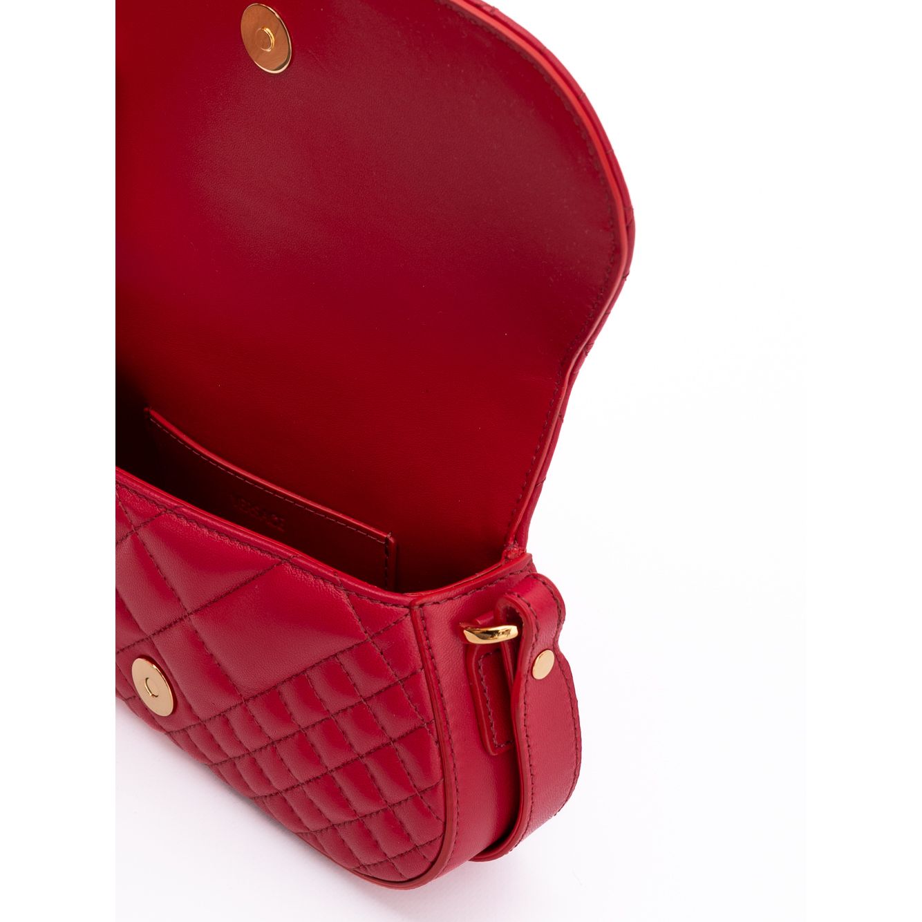 Versace Red Leather Quilted Shoulder Strap Bag