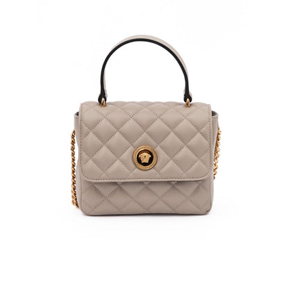 Versace Taupe Quilted Leather Handbag