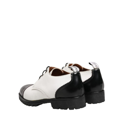 Dolce & Gabbana Black White Leather Derby Shoes