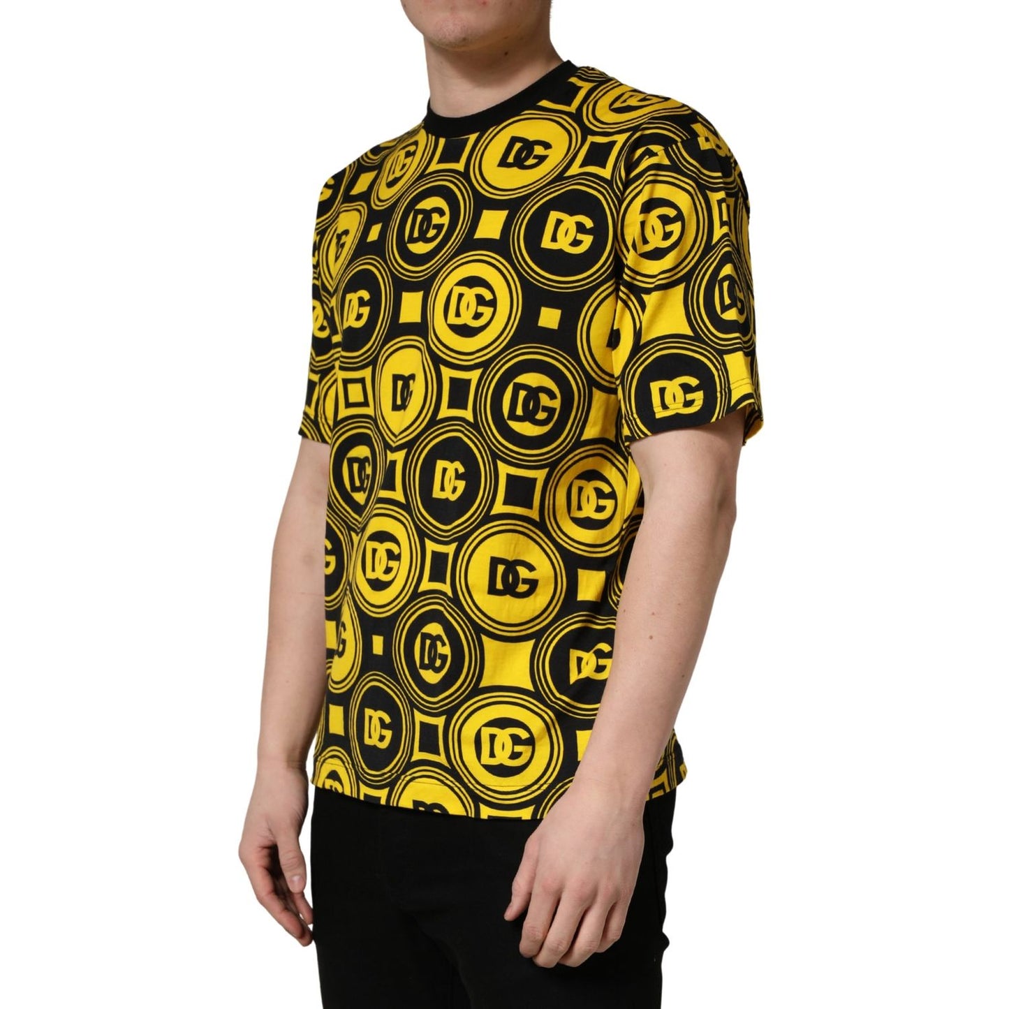 Invicta Yellow Black Logo Geometric Pattern T-shirt