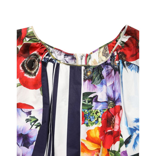 Dolce & Gabbana Multicolor Patchwork Cotton Poplin Mini Dress