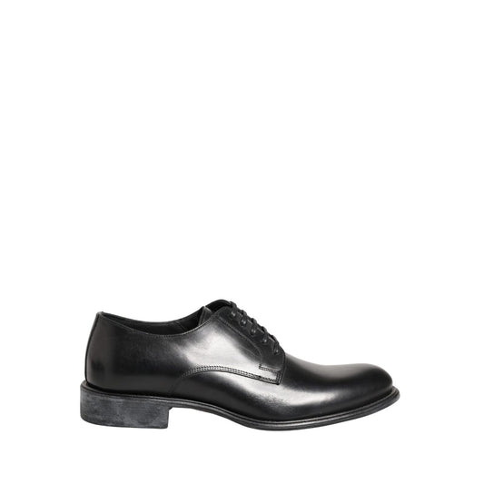 Dolce & Gabbana Black Calfskin Leather Derby Men Dress Shoes