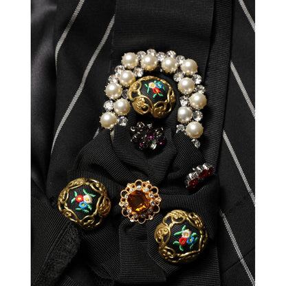 Dolce & Gabbana Black Stripe Double-Breasted Blazer Jacket
