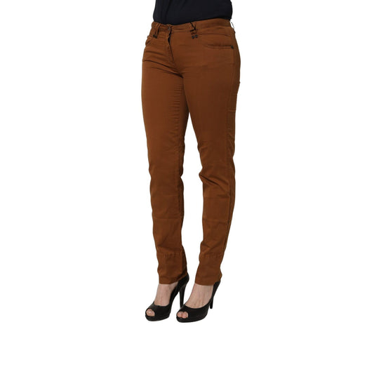 PLEIN SUD Brown Cotton Mid Waist Skinny Chino Pants