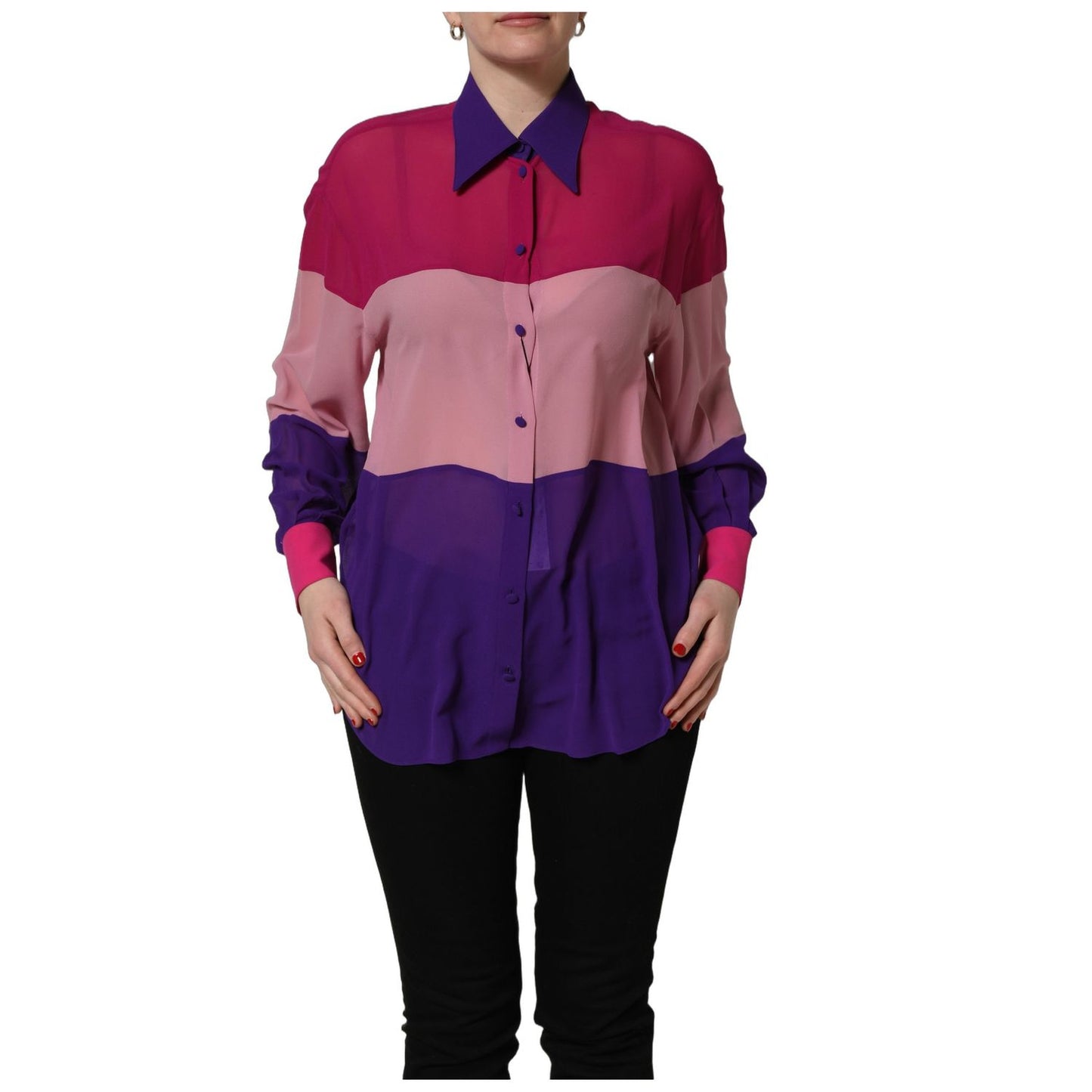 Dolce & Gabbana Multicolor Silk Patchwork Shirt Blouse Top