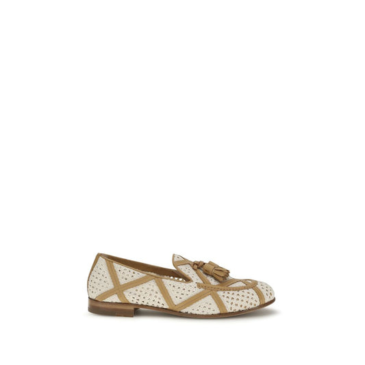 Fratelli Rossetti Beige Linen Slip-On Loafers