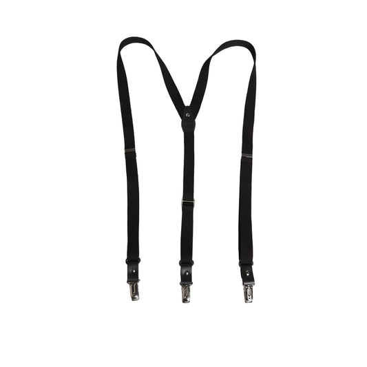 Dolce & Gabbana Black Cotton Leather Elastic Y-back Metal Clips Suspender