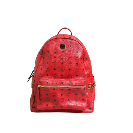 MCM Medium Stark Studded Visetos Backpack - Red