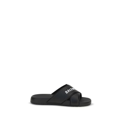 Balenciaga Black Rubber Slippers