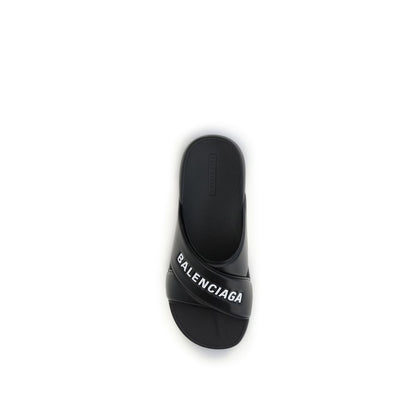 Balenciaga Black Rubber Slippers