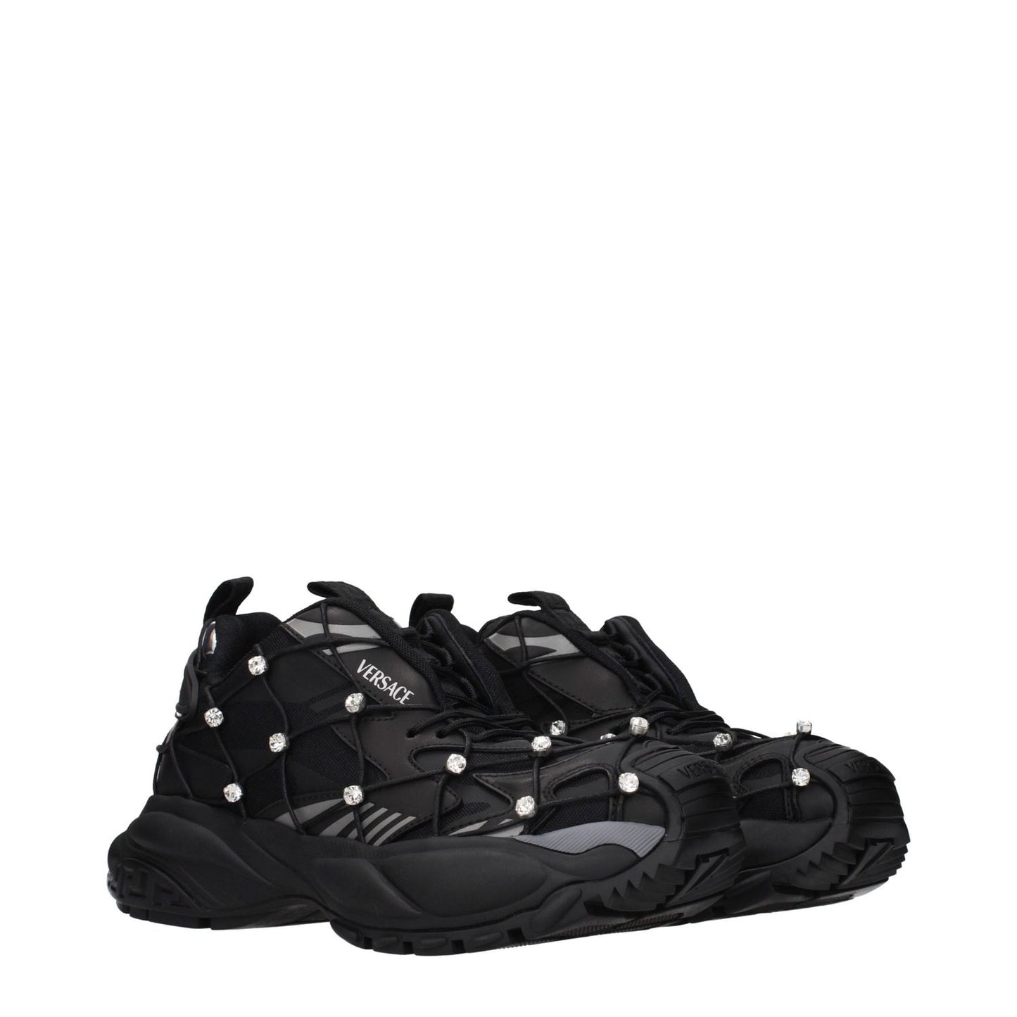 Versace Black Fabric Chunky Sneakers