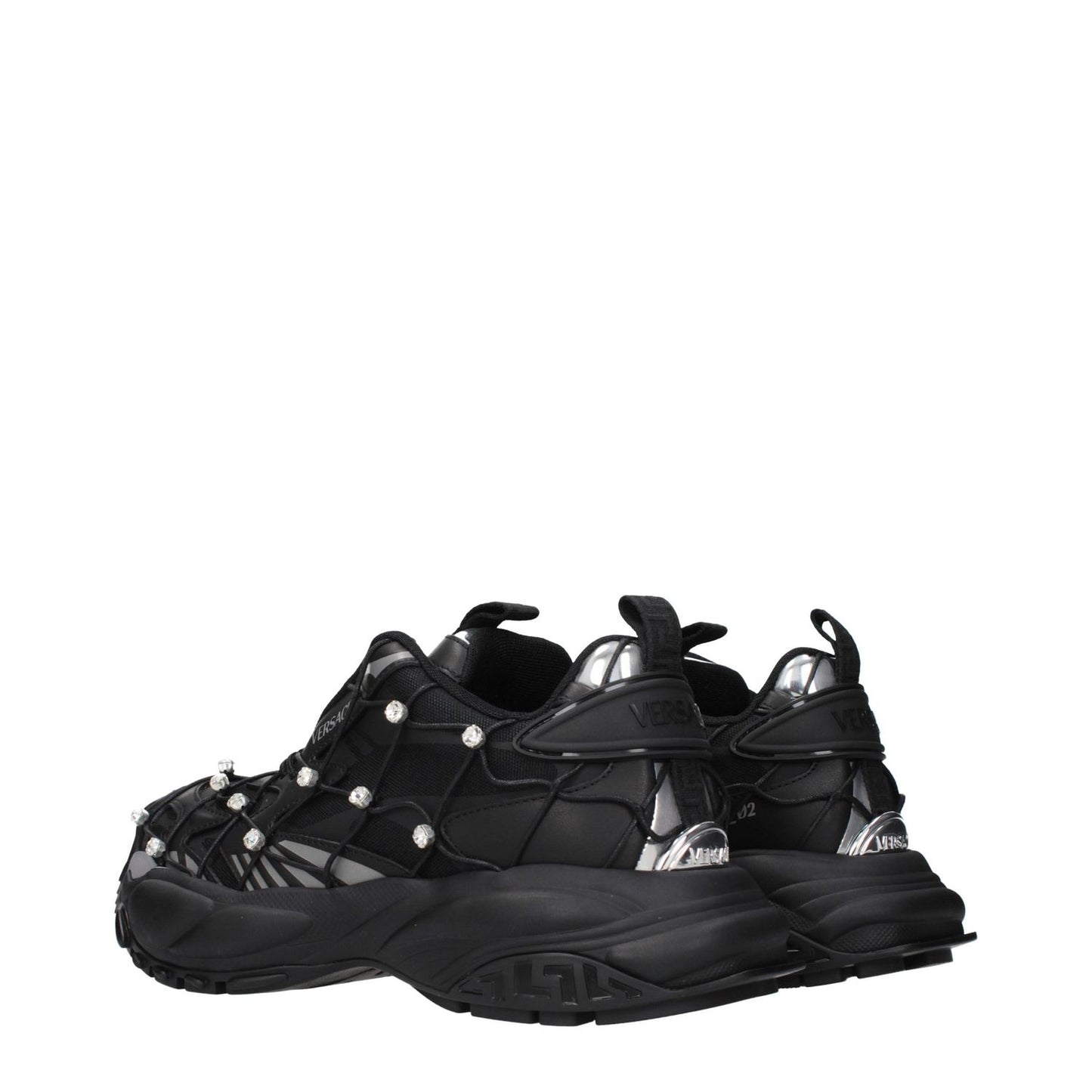 Versace Black Fabric Chunky Sneakers