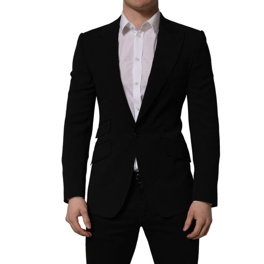 Dolce & Gabbana Black Wool Single Breasted Men Blazer Jacket