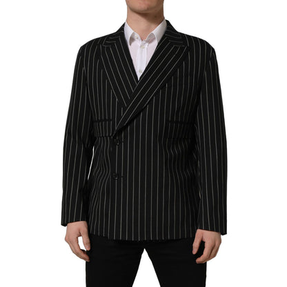 Dolce & Gabbana Black Stripes Wool Double Breasted Jacket