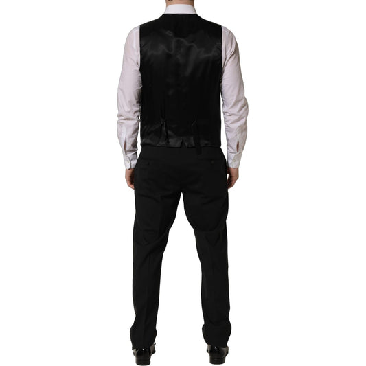 Dolce & Gabbana Black Wool Slim Fit Formal 3 Piece Men Suit