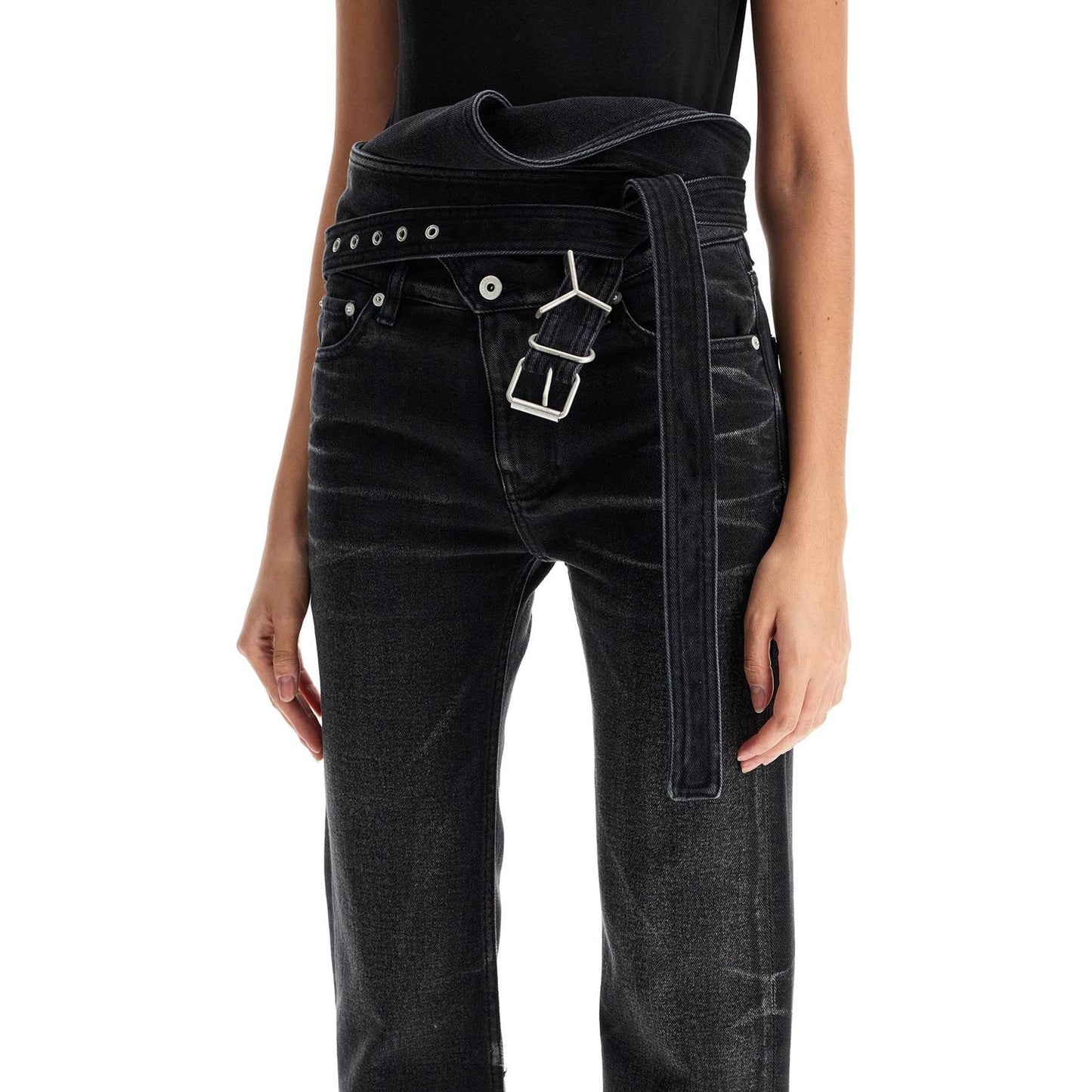 Y Project bootcut jeans with criss-cross