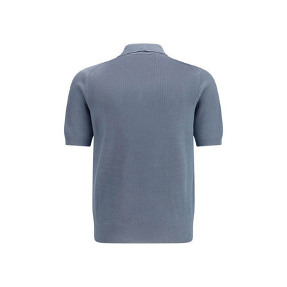 Brunello Cucinelli Blue Cotton Polo Shirt