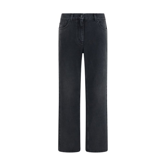 The Row Black Cotton Straight-Leg Jeans