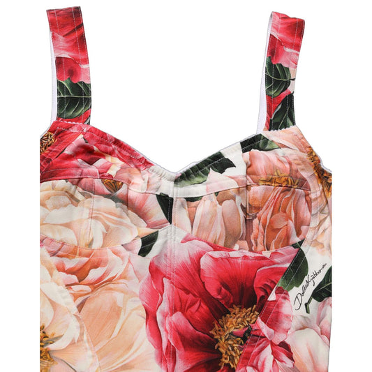 Dolce & Gabbana Multicolor Floral Cropped Bustier Tank Top