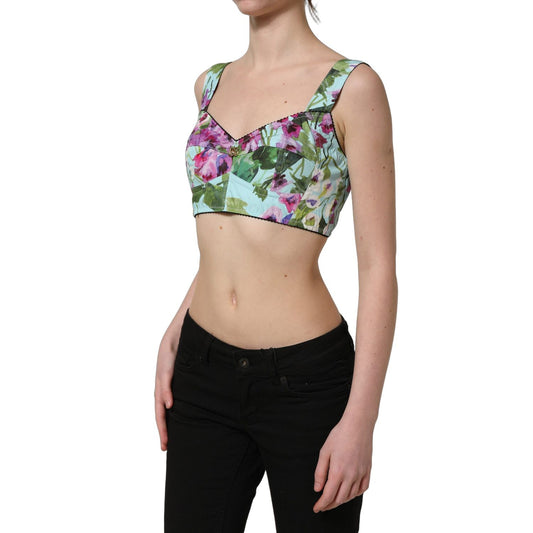 Dolce & Gabbana Multicolor Floral Cropped Bustier Tank Top
