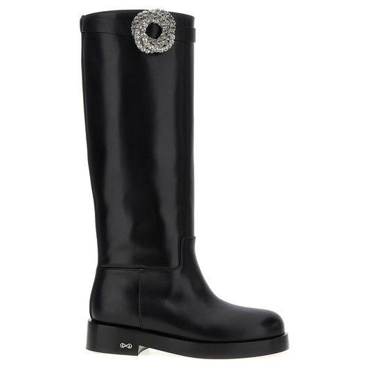 MACH & MACH Black Calfskin Over The Knee