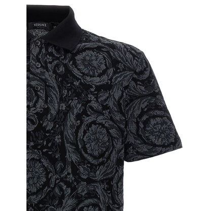 Versace Gray Cotton Polo Shirt